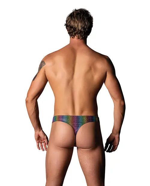 Bargain Pack & Play Thong w/Front Condom Pouch - Rainbow L/XL